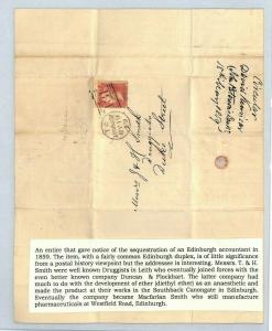 GB SCOTLAND Edinburgh *Sequestration Notice* Letter 1859 Cover {samwells}MS2293