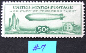 U.S.C18 Mint Century of Progress/Graf Zeppelin 50c Single.  XF-SUP OG NH JUMBO