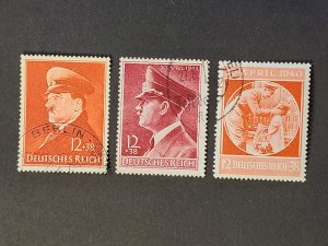 WW2 WWII German Third Reich NSDAP Nazi Adolf Hitler birthday stamps x 3 April 20