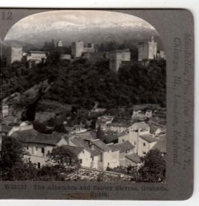 STEREOVIEW,GRANADA,SPAIN,ALHAMBRA,SIERRA MOUNTAINS