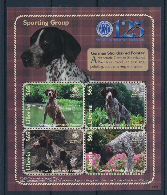 [38822] Liberia 2010 Animals Dogs German shorthaired Pointer MNH Sheet