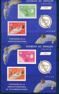 Paraguay Sc 900a NOTE Perf. & Imp. S/S MNH of 1965 - UIT, Space