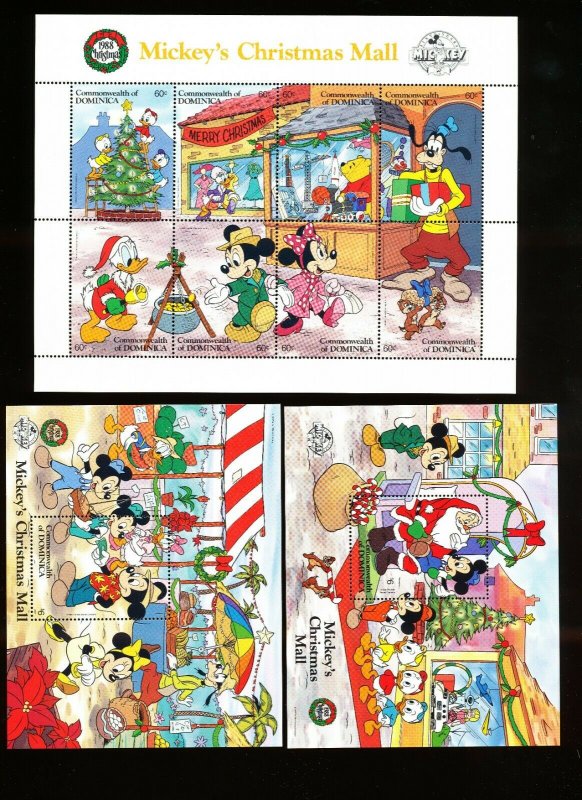 DOMINICA - Scott 1131-1133  VFMNH - DISNEY - Mickey Mouse Christmas Mall - 1988