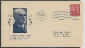 US 717 1932 2c Arbor day 60th anniversary on an addressed first day cover with a Stoutzenberg cachet.