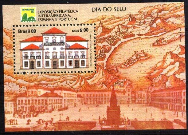 BRASIL BRAZIL 1989 BRASILIANA 89 ART ARCHITECTURE MAP S/S YV BL 78 MI 79