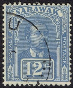 SARAWAK 1928 RAJA BROOKE 12C WMK ROSETTE USED