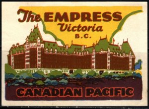 Original Vintage Canada Poster Stamp Empress Victoria Hotel Canadian Pacific