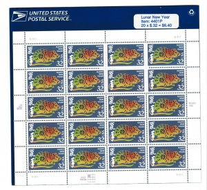 US 3060 Lunar New Year Rat 32c sheet MNH #2 (sealed) 1996