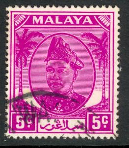 MALAYA SELANGOR 1952-55 5c Sultan Hisam-ud Din Alam Shah Issue Scott No. 95 VFU