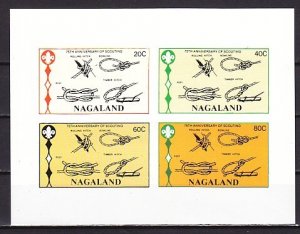 Nagaland, 1982 LOCAL issue. 75th Scout Anniversary, IMPERF sheet of 4.