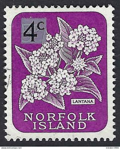 NORFOLK ISLAND 1966 QEII 4c on 5d Bright Purple SG63 FU