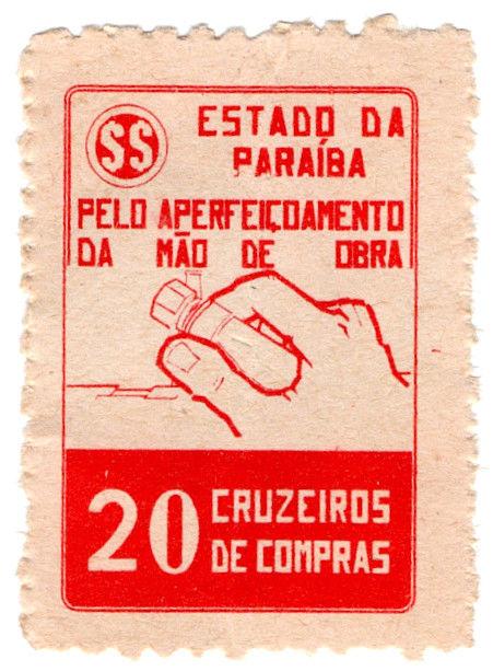 (I.B) Brazil Revenue : Paraiba Duty Stamp 20r (Handwork)