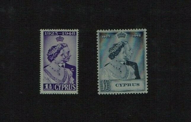 Cyprus: 1949 Royal Silver Wedding, Mint lightly hinged