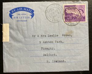 1956 Port Louis Mauritius Air letter Cover To Belfast Ireland