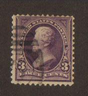 #268 Used 3c purple Jackson 1895 Series    