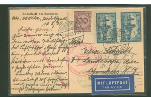 Germany 328/338 100 pfennings numeral stamp plus 2 mark x 2 view of Cologne stamps franked this postcard carried on the Augus