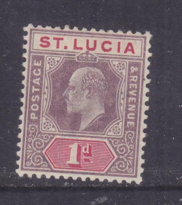 St. LUCIA, 1902 KEVII, CA, 1d. Purple & Carmine, lhm. 