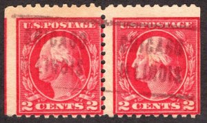 1914, US 2c, Washington, Used pair, Sc 425e