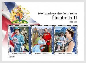 CENTRAL AFRICAN 2025 MNH 100th anniversary of Queen Elizabeth II #205a
