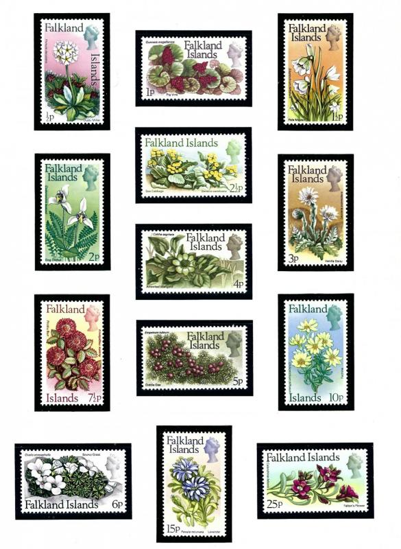 Falkland Is 210-22 MNH 1973 Flowers 