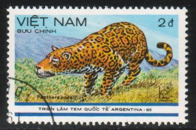 Wildcat, Panther Onca, Vietnam stamp SC#1525 used
