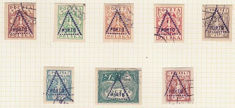 POLAND 1919 Krakow local overprint postage dues - 8 used ...................A602