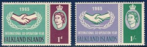 FALKLAND ISLANDS 1965 Int'l Cooperation Year; Scott 156-57, SG 221-22; MNH