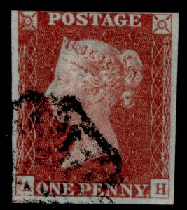 GB QV SG8, 1d red-brown PLATE 39, USED. Cat £100. BLACK MX AH