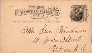 United States New York Glensdale 1882 negative X  1855-1882  Postal card Spin...