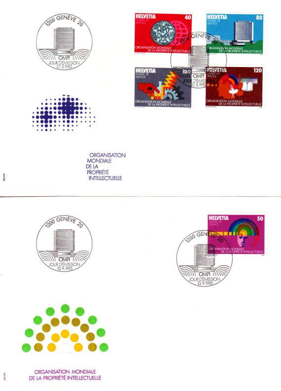 SCHWEIZ SWITZERLAND [OMPI/WIPO] MiNr 0001-05 ( FDC )