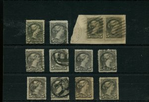 12 x 5 cent Small Queen lot Canada used