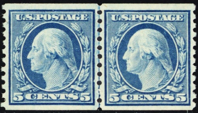 496, Mint VF/XF NH 5¢ Coil Line Pair With Graded 85 PSE Certificate Stuart Katz