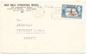 TRINIDAD & TOBAGO cover postmarked 12 June 1939 - The 6¢ rate to Germany
