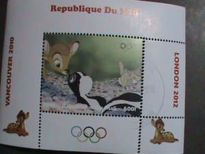 ​MALI STAMP-2010- OLYMPIC VANCOUVER-LOVELY BANBI CTO STAMP S/S SHEET #3
