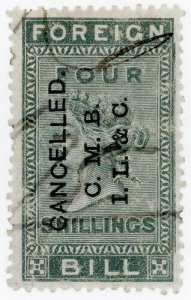 (I.B) QV Revenue : Foreign Bill 4/- (1872) CMBIL pre-cancel