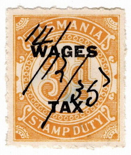 (I.B) Australia - Tasmania Revenue : Wages Tax 3d (1935)