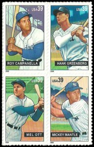 PCBstamps   US #4080/4083a Block $1.56(4x39c) Baseball Sluggers, MNH, (11)