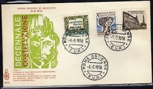 Italy FDC Venetia 1958 Decennial constitution not traveled