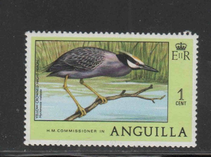 ANGUILLA #275  1977  1c  YELLOW-COWNED NIGHT HERON     MINT VF NH  O.G