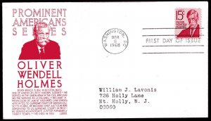 1288 15c Oliver Wendell Holmes FDC Anderson maroon cachet March 8, 1968 add