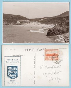 Jersey 1943 Views 2d FDC fine used on illustrated PPC of GRÈVE de LECQ