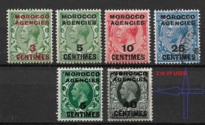 British Morocco Agencies, George-V, Lot of 6 Stamps, VF MLH* / 2 Used Displayed