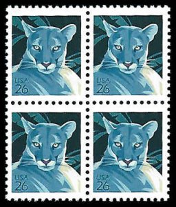 PCBstamps   US #4137 Block $1.04(4x26c)Wildlife-Florida Panther, MNH, (6)