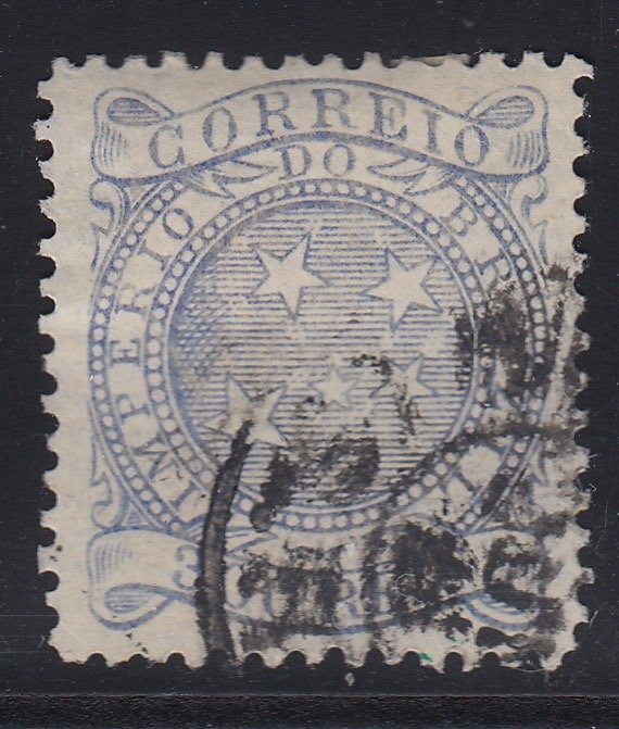 Brazil 1887 300r Grey Blue Used. Scott 94