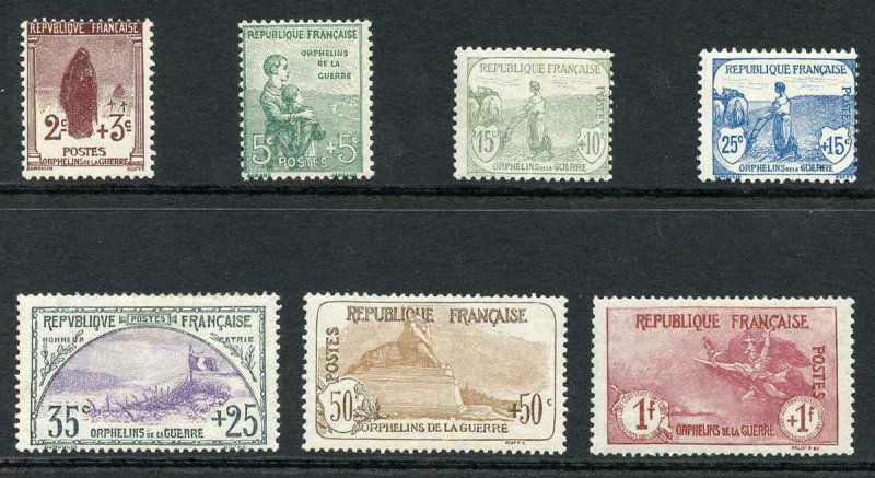 France SG370/76 1917 War Orphans fund part set to 1F Fresh M/M