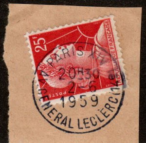 France  #756, Used, Cancelled PARIS XIV, AV. GENERAL LECLERC, 2-6-1959