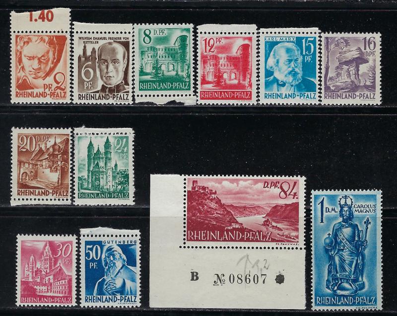 Germany - under French occupation selection out of Scott # 6N16 - 6N29, mint nh