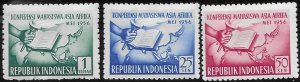 Indonesia 421-23   1956  set  3  fvf  mint hinged