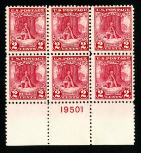 US Stamps # 645 VF OG NH PB of 6