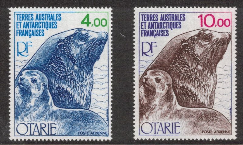 FRENCH ANTARCTIC 1977-79 4fr, 10fr Sea Lion; Scott C47-48, Yvert 48, 54; MNH